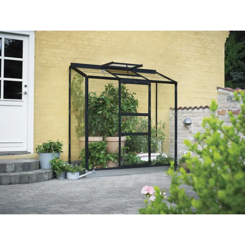 Halls     Drivhus Sort Med   Mm Glas Inkl  Fundament  Colli    F09883