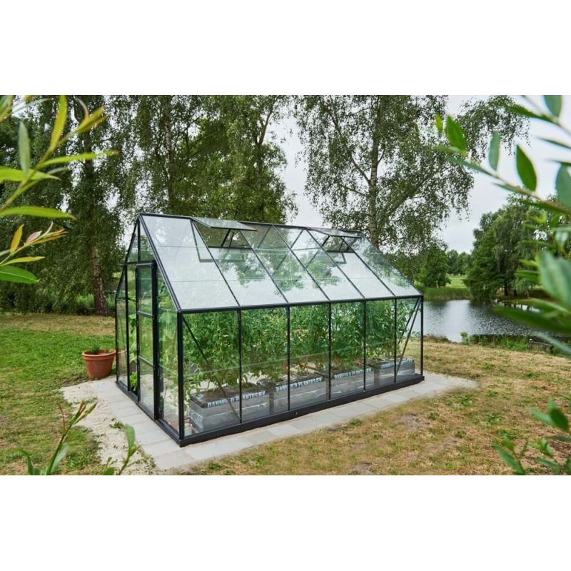 Halls Universal 128 Drivhus     Mâ  Sort     Mm Delt Glas Inkl Fundament