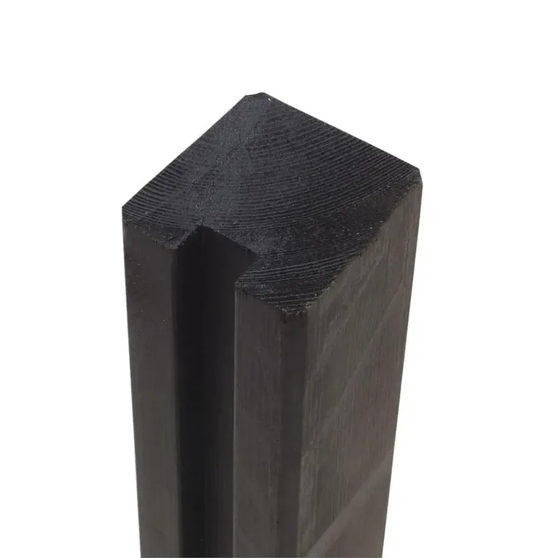 Plus Plank Løsdel Til Plankeværk Afslutningsstolpe  -spor 90x90xmmx267cm Sortgrundet 17749-15