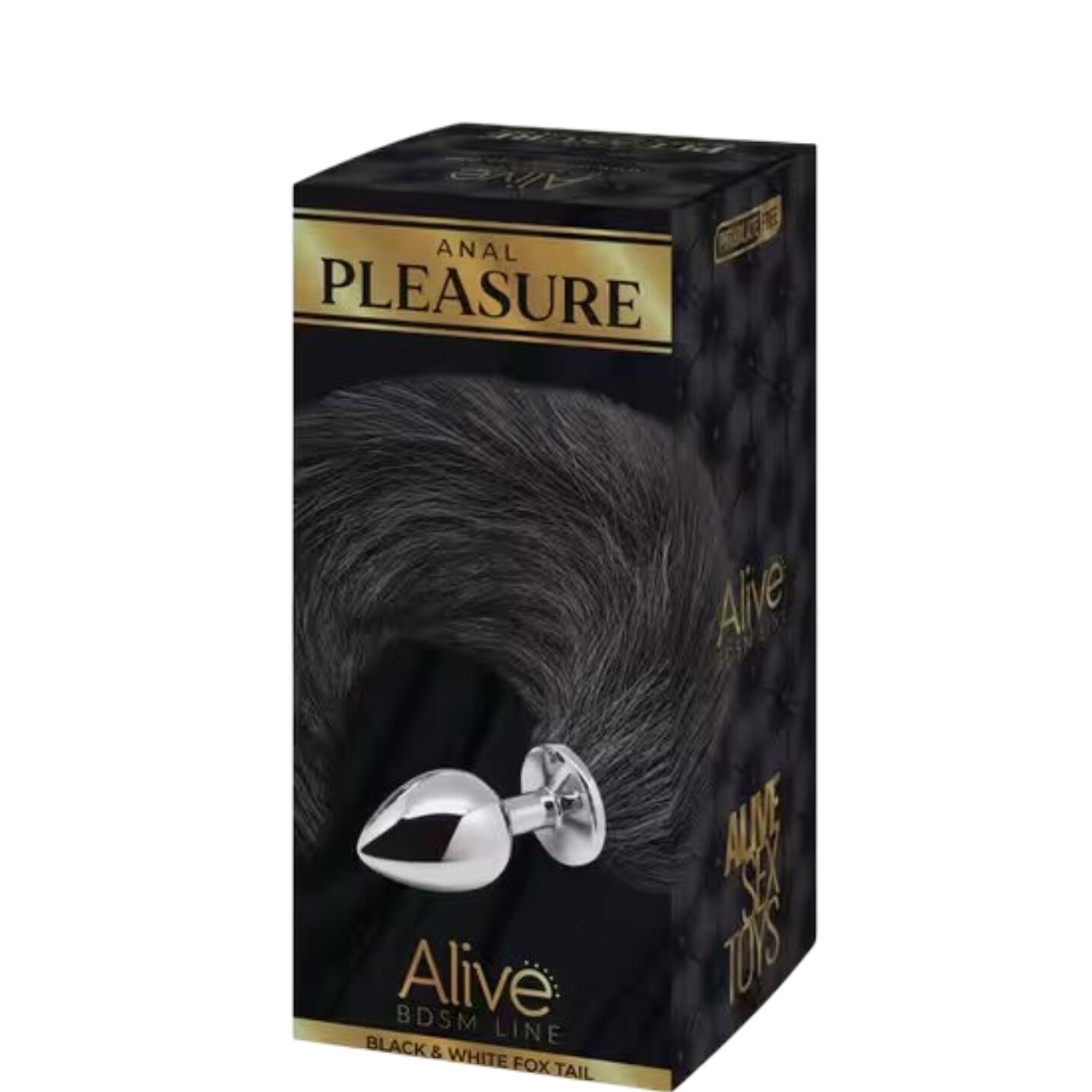 Anal Pleasure Black   White Fox Tail Medium