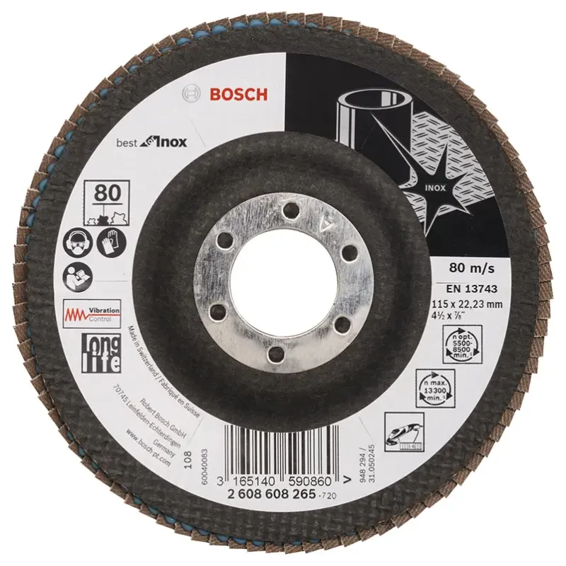 Bosch Lamelskive Inox Skrå 115mm K80 2608608265