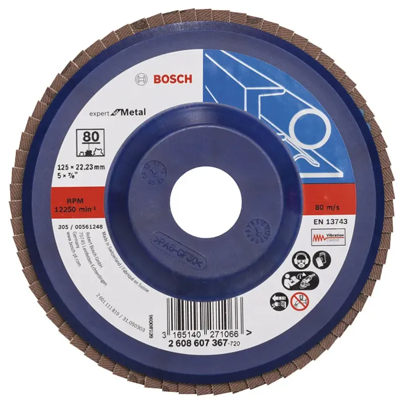 Bosch Lamelslibeskive  :mt ø125x22mm K80 Flad 2608607367