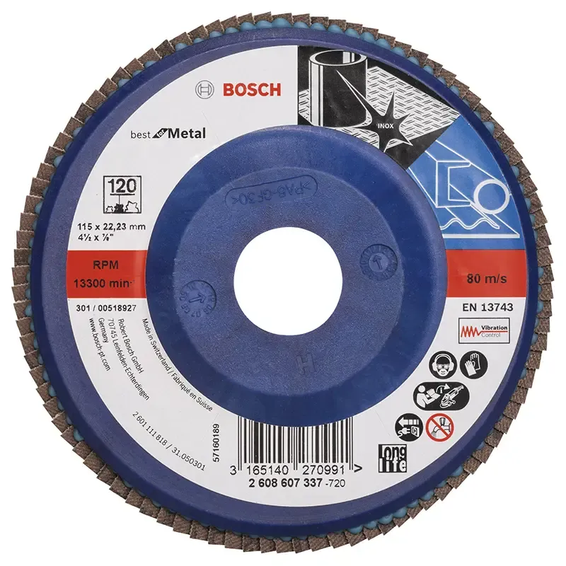 Bosch Lamelslibeskive  :mt ø115x22mmk120 Flad 2608607337