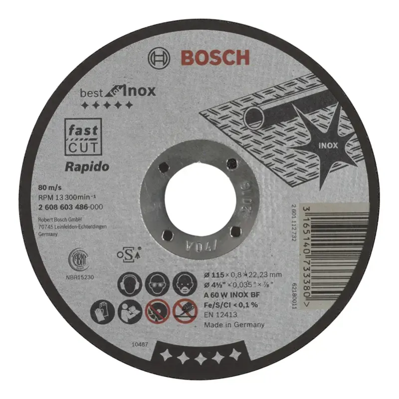 Bosch Skæreskive A60w Inox 115x0 8mm Lige 2608603486