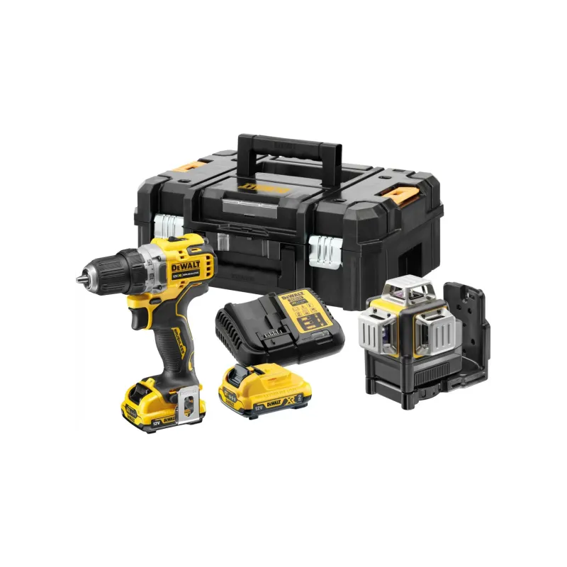 Dewalt 12v Sæt Skruemaskine 360gr Laser 2x2 0ah Dck212d2t-qw