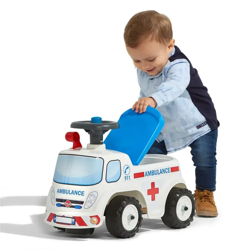 Falk Ambulance Ride-on Med Opbevaringsrum  Rat Og Horn