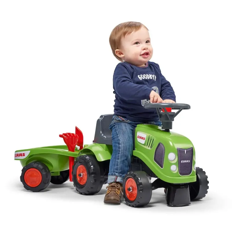 Falk Baby Claas Ride-on Traktor Med Trailer  Rive Og Skovl