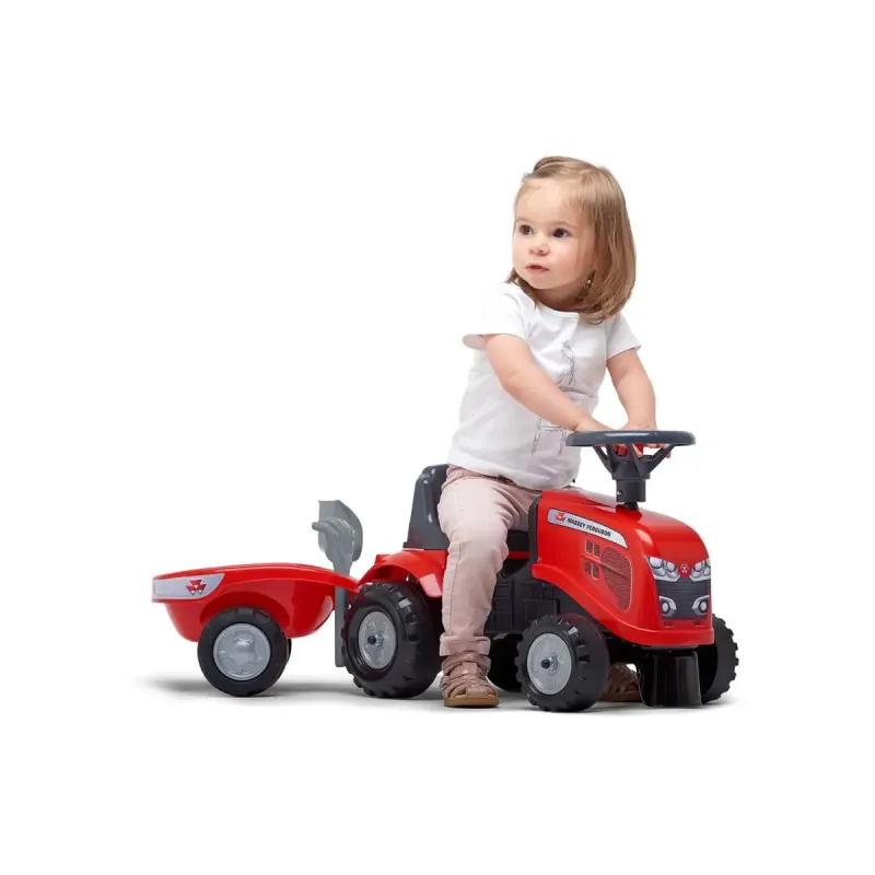 Falk Baby Massey Ferguson Ride-on Traktor    Trailer  Rive Og Skovl