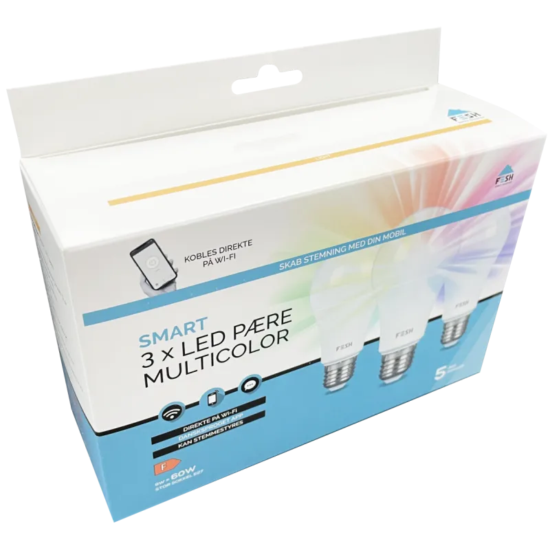 Fesh Smart Home Led Pære   Pak Multicolor E27 9w   60