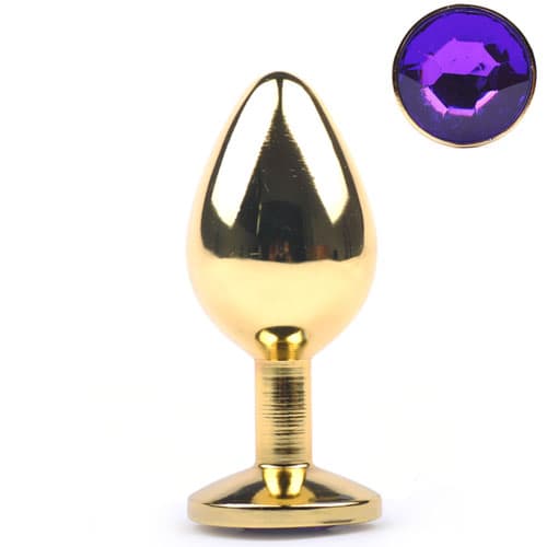 Guld Buttplug Med Lilla Sten