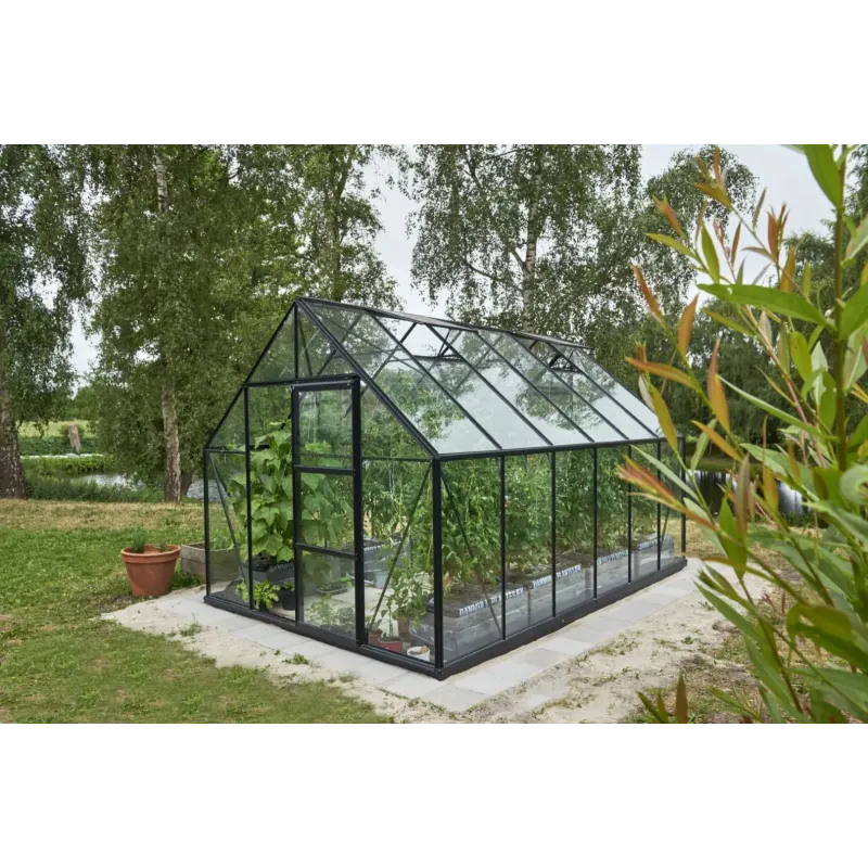 Halls Drivhus Universal 128 Sort     Mm Hærdet Glas F09924