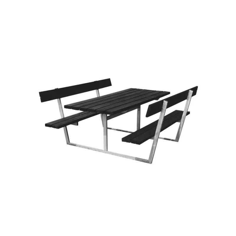 Hortus Bord- Bænksæt  Quot Sif Quot  Sort Grundmalet Og Galvaniseret Stel Med Ryg  : 175    : 180 Cm 801-082