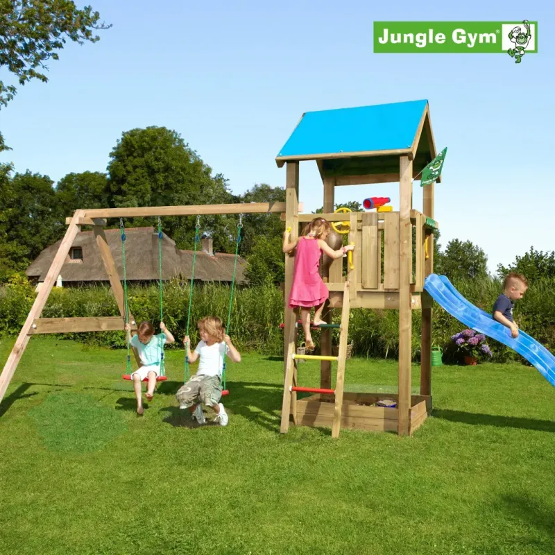 Junlge Gym Castle Legetårn Komplet Inkl  Swing Module Xtra Ekskl  Rutschebane 804-280sb