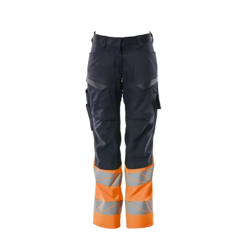 Mascot  Accelerate Safe Bukser Med Knælommer 19678-236 Dame Mørk Marine-hi-vis Orange