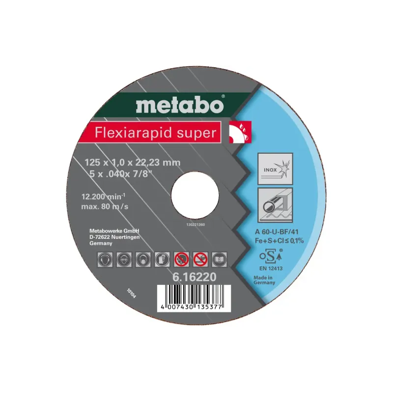 Metabo 4007430135339 616216000 Kvalitetsklasse   36-    46-    60-  Flexiarapid Super Inox Hydroresist