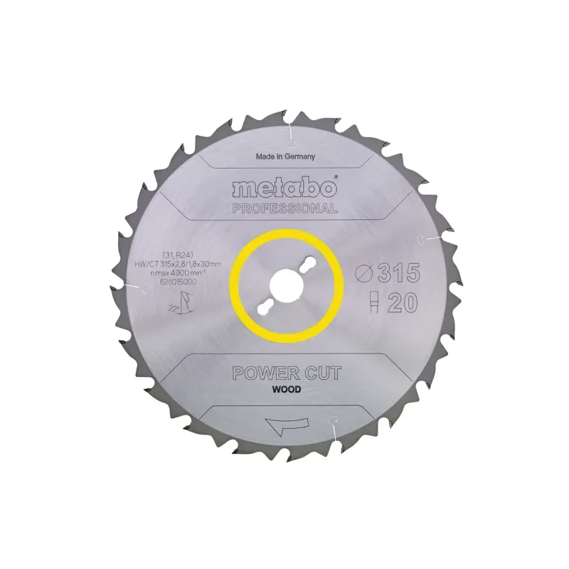 Metabo 4007430177278 628016000 Rundsavklinge   Hårdmetal Power Cut Wood  Kvalitet Professional  Til Semistationære Rundsav