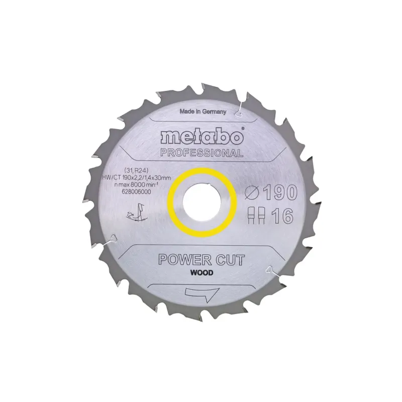 Metabo 4061792173712 628292000 Rundsavklinge Power Cut Wood  Kvalitet Professional  Til Håndrundsav