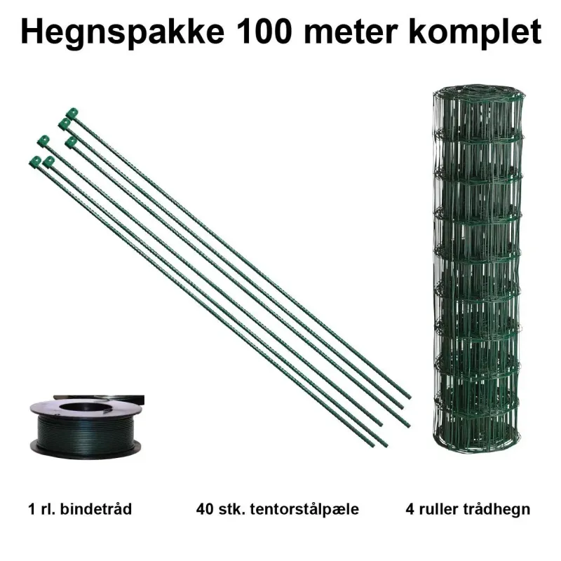 100 Meter Havehegn Inkl  40 Stk  Tentorpæle Og 60 Meter Bindetråd Maskestr  10x10 Cm  :90 Cm