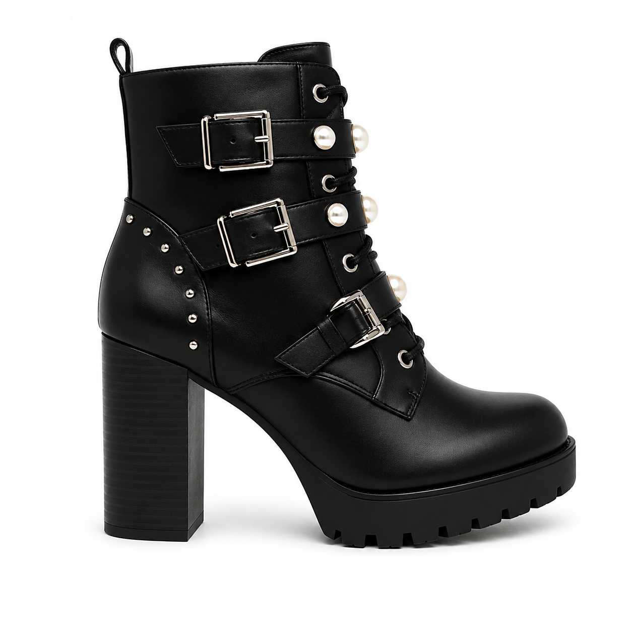 Noira Pearl Buckle Heel Boot 40