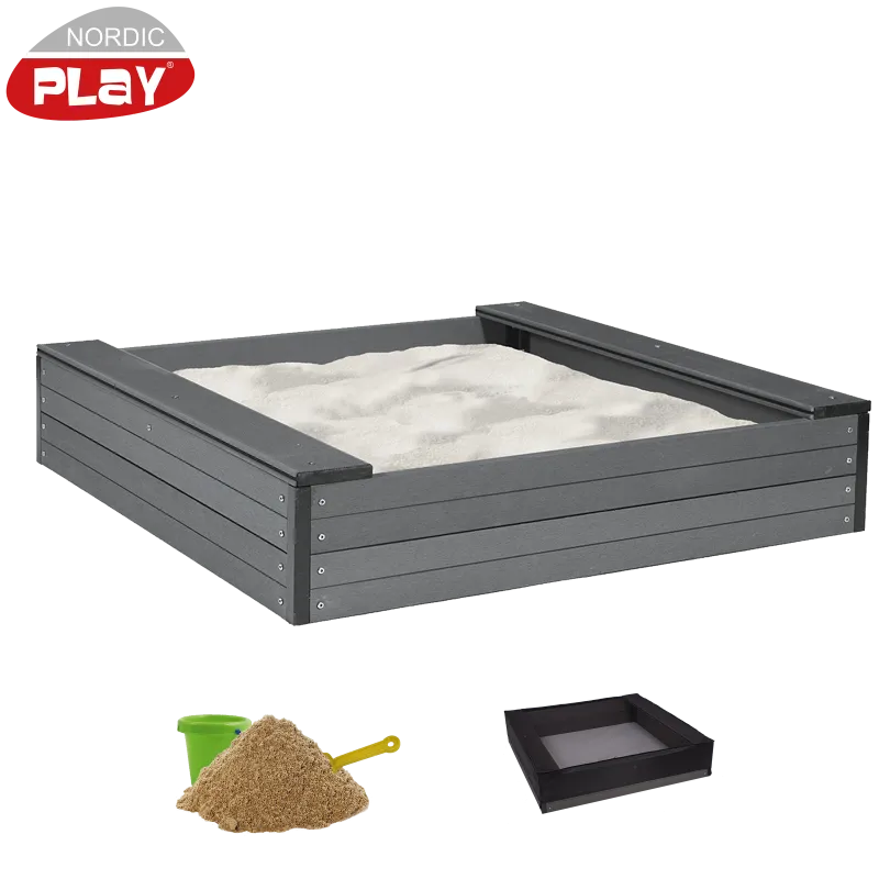 Nordic Play Sandkasse Wpc 24x120x120cm  Inkl  Net Og 240 Kg Sand