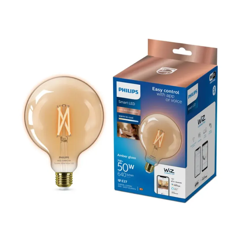 Philips Smart Led Tunable White Filament Globe G125 E27  Ravfarvet