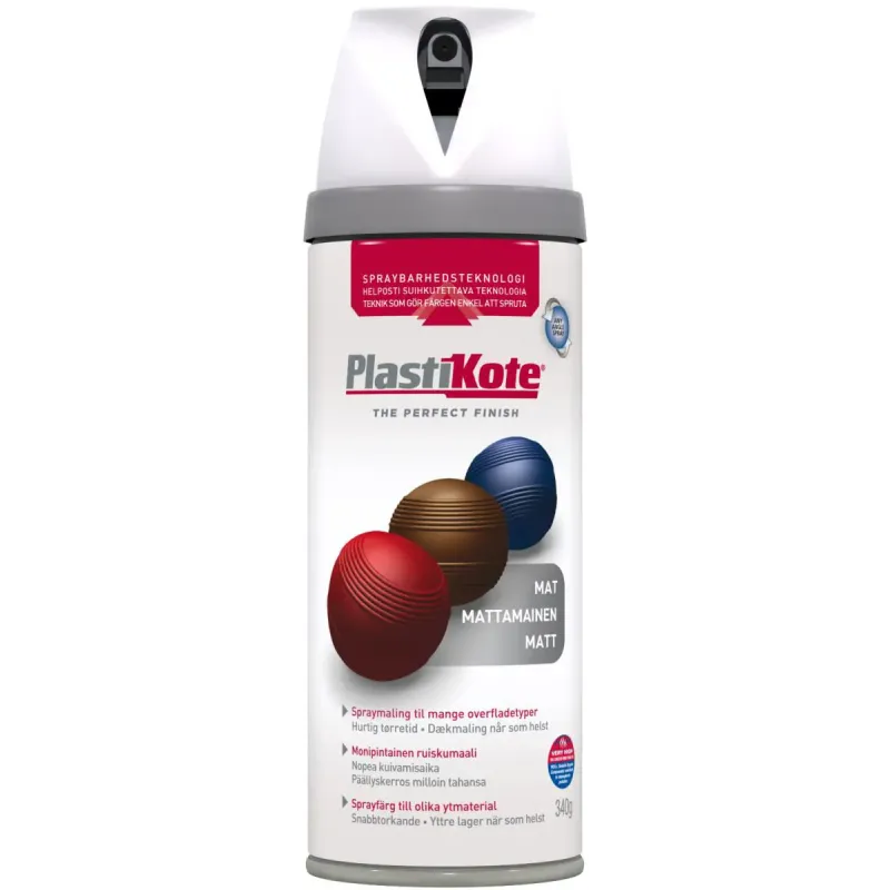 Plasti-kote Twist  Mat 23100 Ral 9010 Hvid 400ml