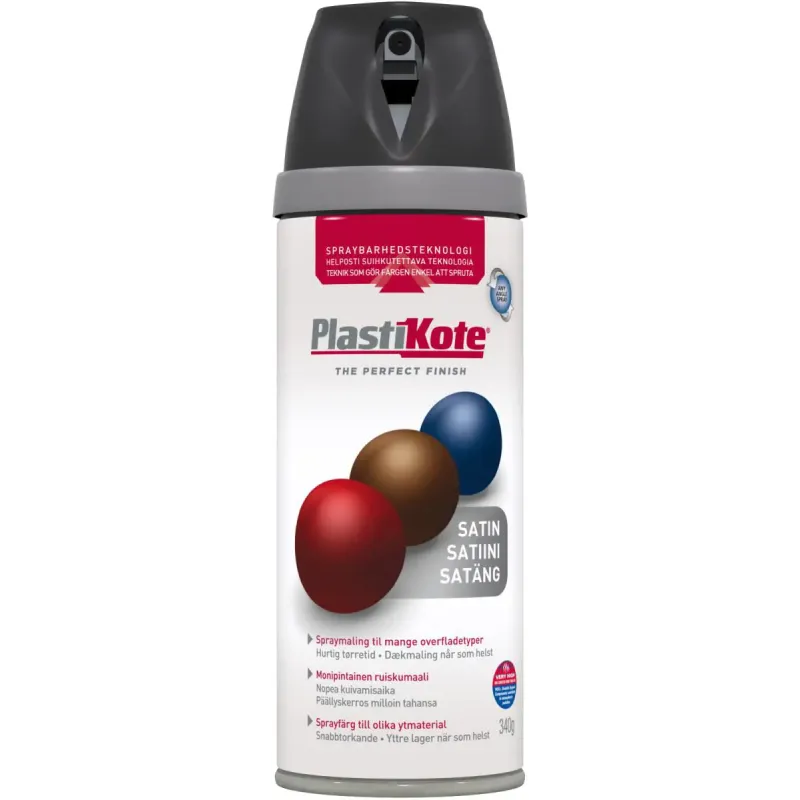 Plasti-kote Twist  Satin 22100 Ral 9005 Sort 400ml