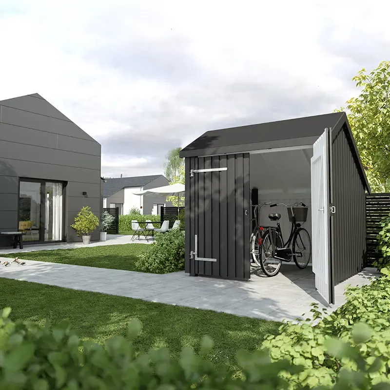 Plus Cykelskur   Dobbeltdør Udv  Grundmål:  Bxlxh 229x248x250 Cm  Ubehandlet 167560-