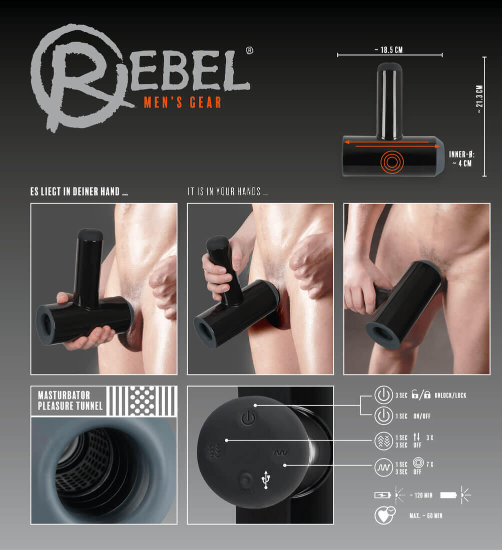 Rebel Men   Gear Masturbator With   Functions Vibrating Jerk Off Simulation