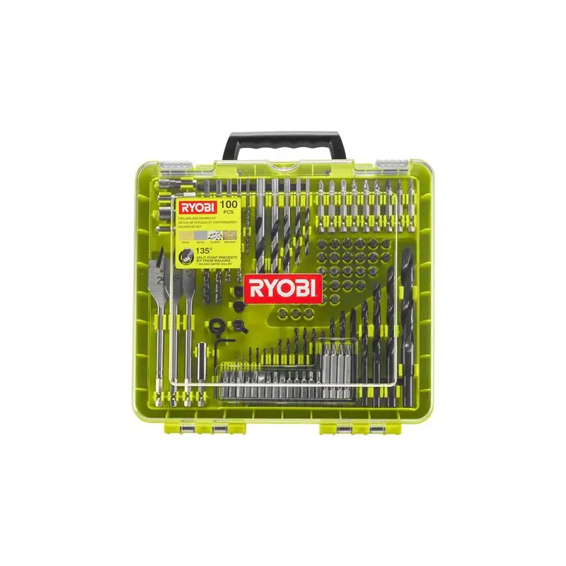 Ryobi Bore-  Bitsætmed 100 Dele- Rakdd100