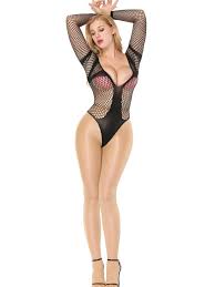 Sort Net Bodysuit    Lange ærmer  One Size