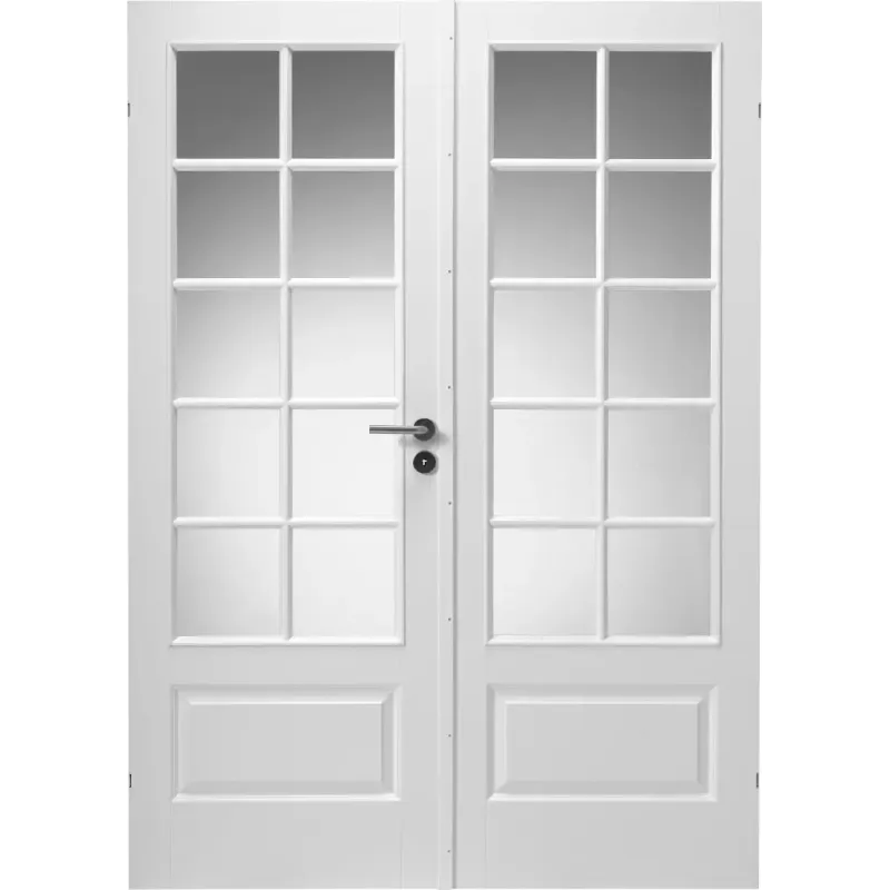 Swedoor Style Sp10 Sp10 Hvidmalet Dobbeltdør Celle   Glas M17x21   82   82 5x204cm