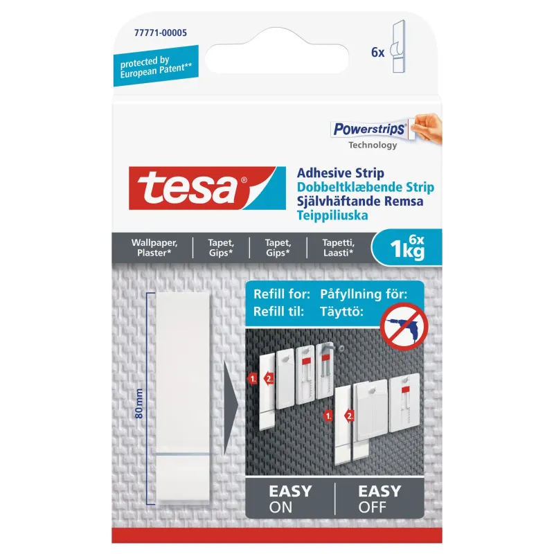 Tesa Dobbeltklæbende Strips Til Tapet Og Gips    Kg    Stk