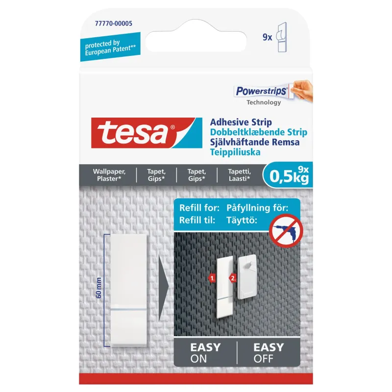 Tesa Dobbeltklæbende Strips Til Tapet Og Gips      Kg    Stk