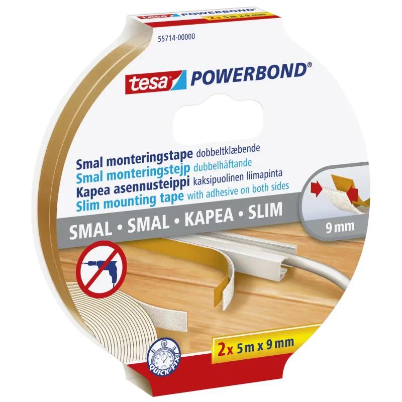 Tesa Dobbeltklæbende Tape 9mm 55714