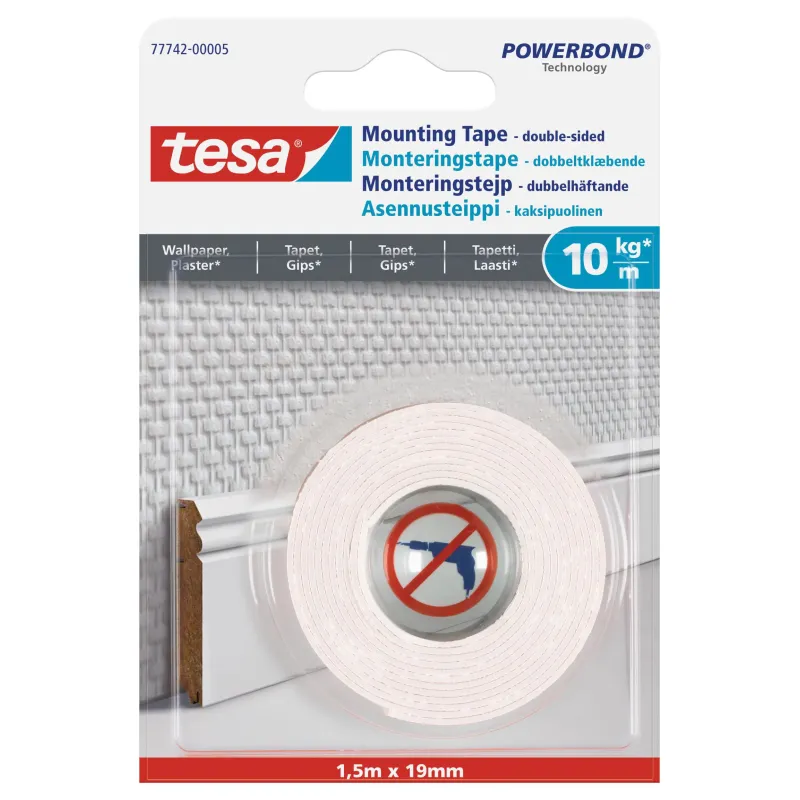 Tesa Monteringstape Til Tapet Og Puds  10 Kg    Rulle