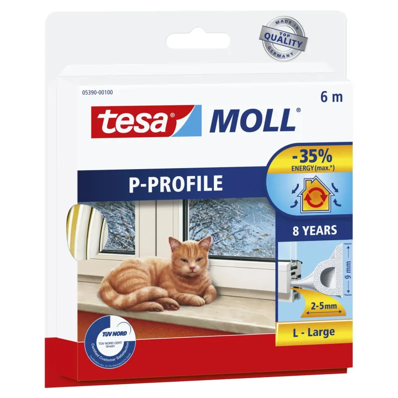 Tesa Tætningsliste  -profil Hvid                    9mmx6m
