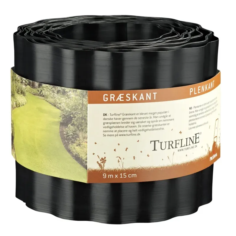 Turfline Græskant 15cm 9m Sort