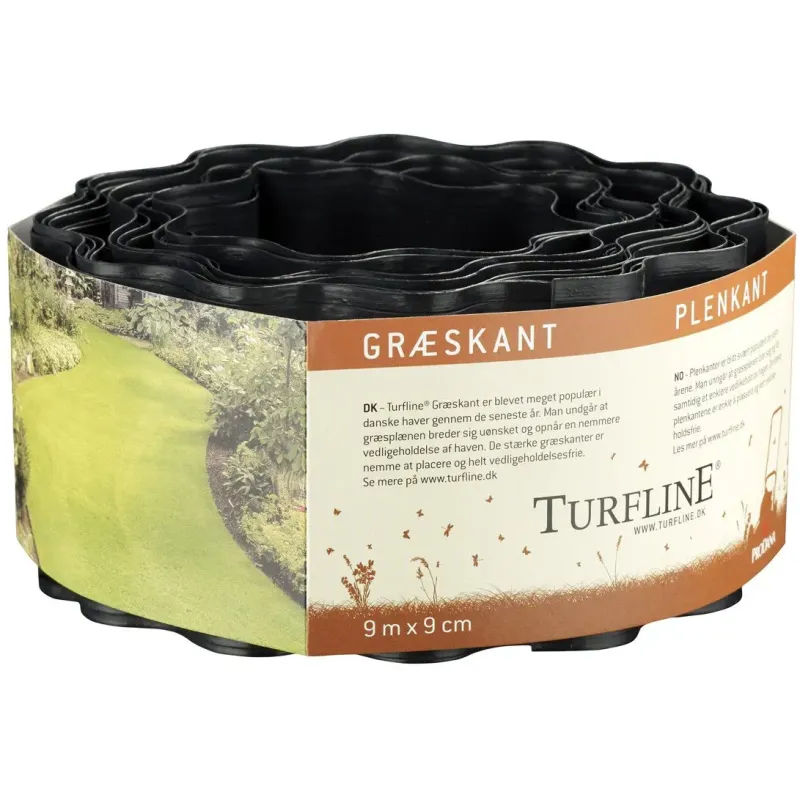 Turfline Græskant 9cm 9m Sort
