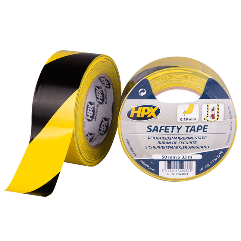 Advarselstape 50mm 33m Gul Sort