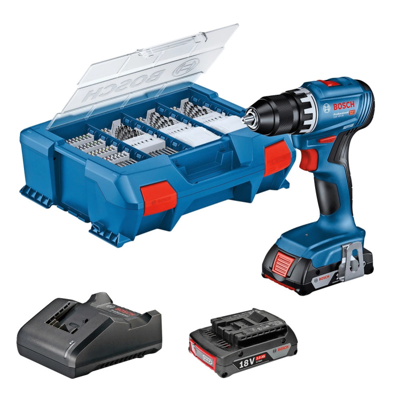 Bosch Akkubore- Skruemaskine Gsr 18v-45 2x2ah 82ac  -boxx 06019k3205