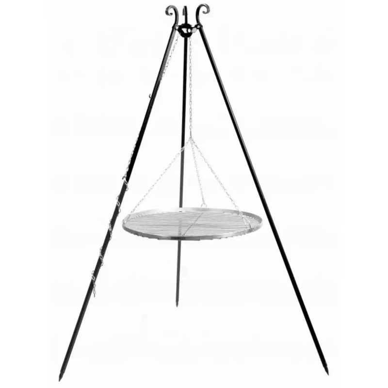 Cook King 180 Cm Trefod Med 80 Cm Grillrist   Rustfrit Stål