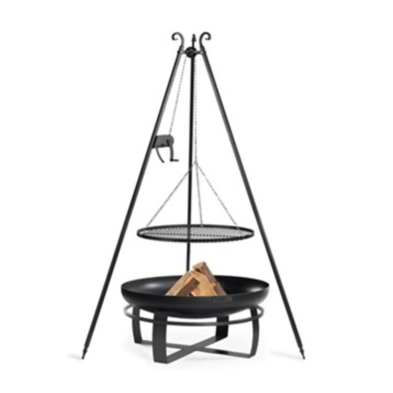 Cook King   Vikingâ  80 Cm Havebålfad Med 180 Cm Trefod  Hejs Og Grillrist
