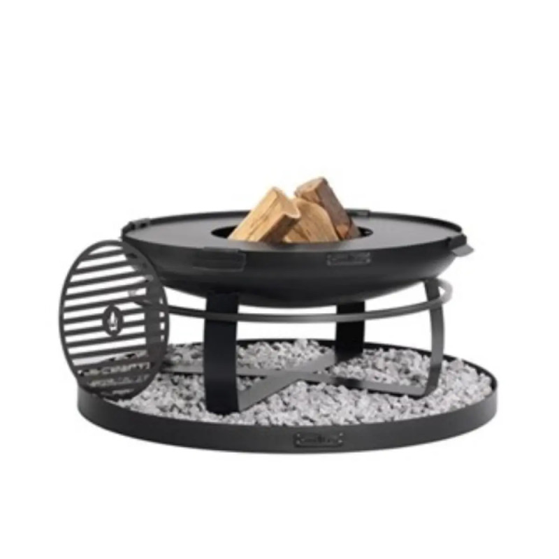 Cook King   Vikingâ  80 Cm Havebålfad Med Grillplade  Grillrist Og Rund Stenbase