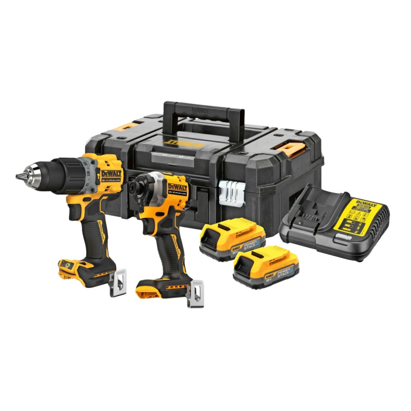 Dewalt 18v Xr Kombisæt Med Slagskruetrækker  Slagboremaskine    Powerstack Batterier   Dck2050e2t-qw