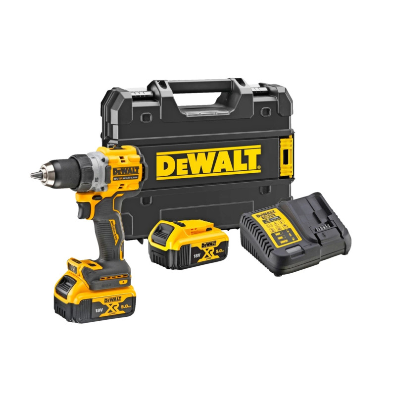Dewalt 18v Xr Kulløs Boremaskine Inkl      5ah Batterier Tstak   Dcd800p2t-qw