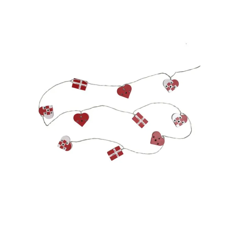 Dga Lyskæde    Hjerter Og Flag Med 10 Led   200cm 47001537