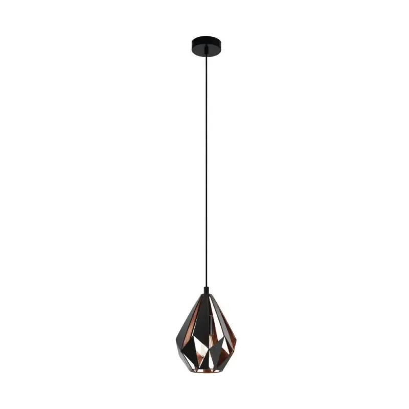 Eglo Carlton   Pendel ø205 Sort Kobber Pendellampe 49997