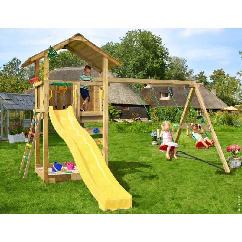 Jungle Gym Sierra Legetårn Komplet Inkl  Gyngemodul Og Gul Rutschebane 804-291sxgu
