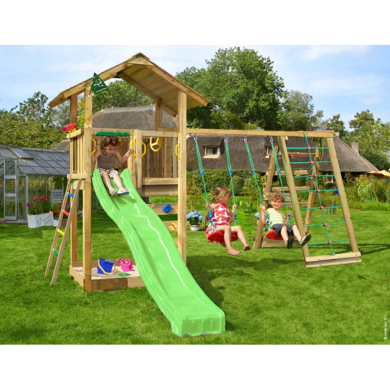 Jungle Gym Sierra Legetårn Komplet Inkl  Klatremodul Og Grøn Rutschebane 804-291cxg